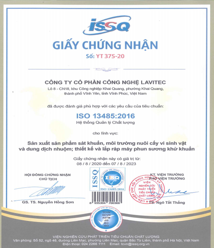 Chứng chỉ ISO 13485-2016 ISSQ